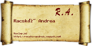 Racskó Andrea névjegykártya